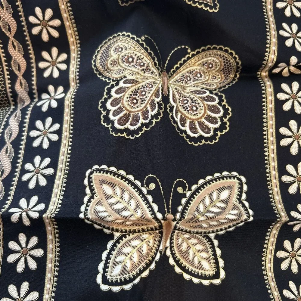 Metallic Lace Dover Hill Benartex Gold Floral Butterfly Cotton Quilting Fabric